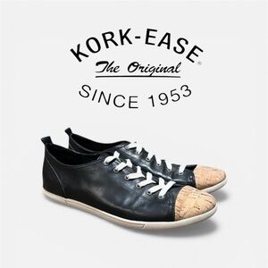 Kork-Ease Silva Leather & Cork Lace-up Sneaker in Black Size 9.5